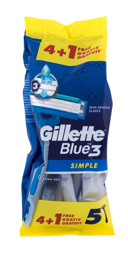 Ühekordsed raseerijad meestele Gillette Blue3 Simple, 5 tk hind ja info | Raseerimisvahendid | kaup24.ee