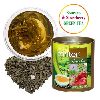 Tarlton Soursop & Strawberry Green tea, Graviola ja Maasika Tseilon Roheline suureleheline tee, 100g hind ja info | Tee | kaup24.ee