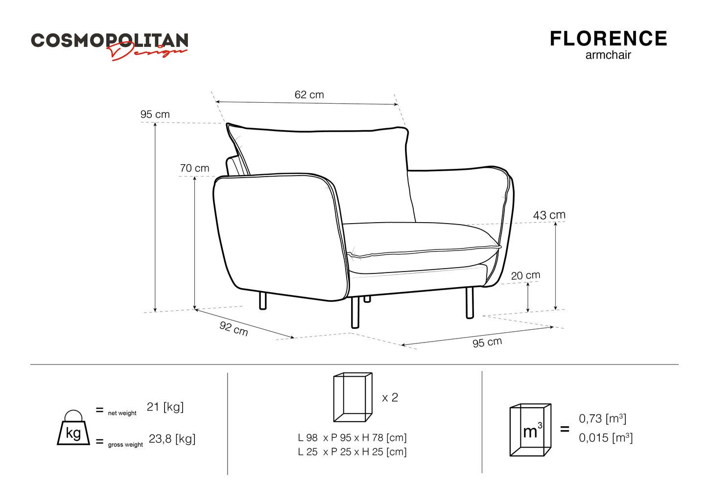 Tugitool Cosmopolitan Design Florence, roosa hind ja info | Tugitoolid | kaup24.ee