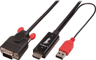 HDMI-VGA Adapter LINDY 2 m Must hind ja info | Kaablid ja juhtmed | kaup24.ee