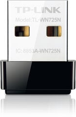 Адаптер беспроводной сети TP-Link TL-WN725N, 802.11 b/g/n, 150 Мбит / с цена и информация | Маршрутизаторы (роутеры) | kaup24.ee