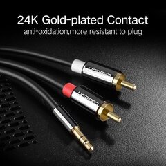 UGREEN AV116 3,5mm Jack to 2RCA (Cinch) kaabel 5m (must) hind ja info | Kaablid ja juhtmed | kaup24.ee