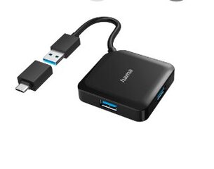 USB jagaja Hama USB 3.1 + USB-C hind ja info | USB jagajad, adapterid | kaup24.ee