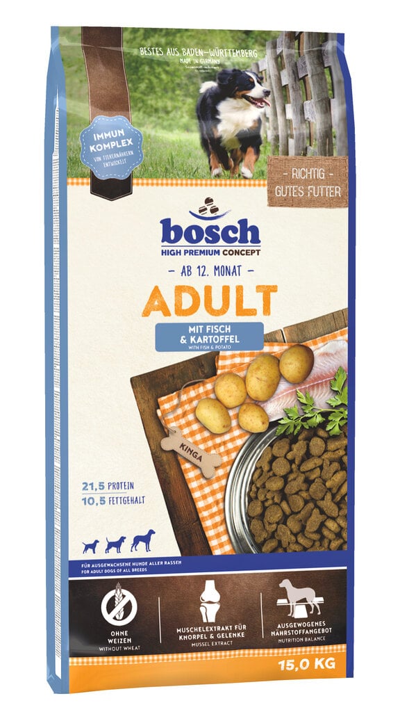 Koeratoit Bosch Adult Fish & Potato, 15kg цена и информация | Kuivtoit koertele | kaup24.ee