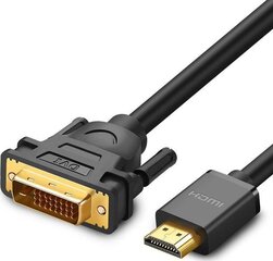 Дисплейный кабель Ugreen HD106 HDMI - DVI, 2 м, черный цена и информация | Кабели и провода | kaup24.ee