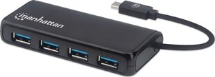 USB-концентратор Manhattan 4x USB 3.2 Gen1, 4x USB-A с USB-C, до 5 Гбит/с цена и информация | Адаптеры и USB-hub | kaup24.ee