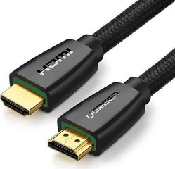 Ugreen High End HDMI 2.0 nailonist punutud kaabel 4K 60 Hz 3D 18 Gbps HDR ARC Ethernet (HEC) 48 bitine 1,5 m must (HD118 40409) hind ja info | Kaablid ja juhtmed | kaup24.ee