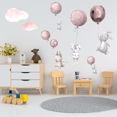 Интерьерная наклейка - Зайцы и розовые воздушные шары цена и информация | Декоративные наклейки | kaup24.ee