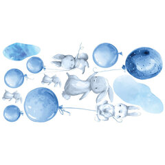 Интерьерная наклейка - Зайцы и голубые воздушные шары цена и информация | Декоративные наклейки | kaup24.ee