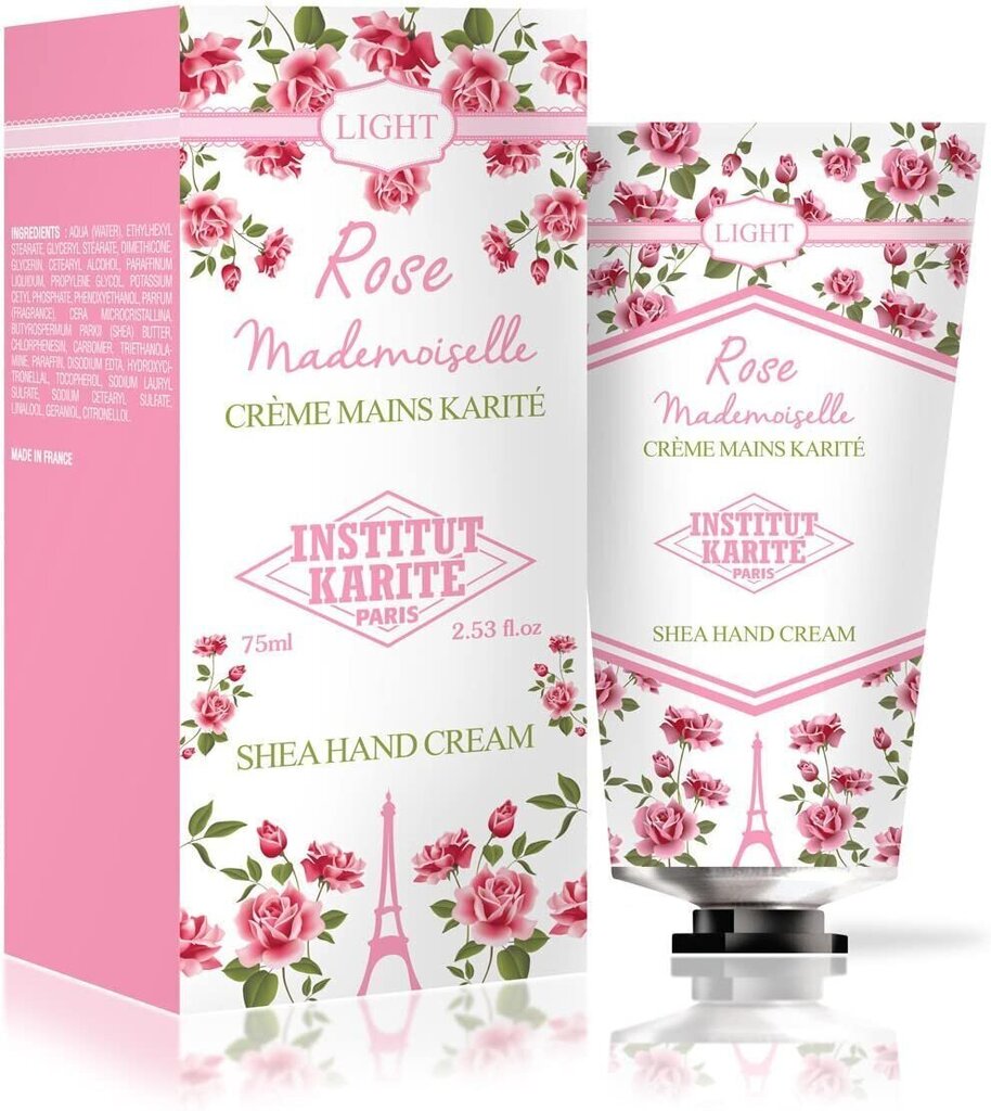 Kätekreem Institute Karite Paris Rose Mademoiselle Light Shea 75 ml hind ja info | Kehakreemid, losjoonid | kaup24.ee