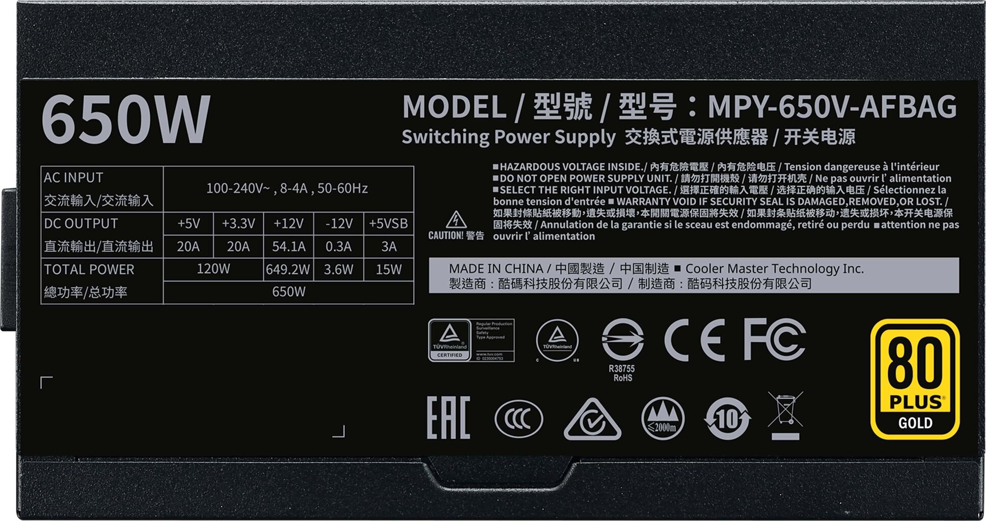 Cooler Master MPY-650V-AFBAG hind ja info | Toiteplokid (PSU) | kaup24.ee