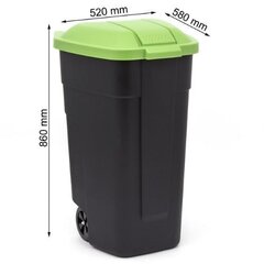 Контейнер для мусора на колесах 110л, черный / зеленый цена и информация | Уличные контейнеры, контейнеры для компоста | kaup24.ee