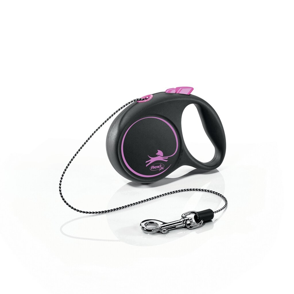 Flexi automaatne rihm Black Design XS, roosa, 3 m hind ja info | Koerte jalutusrihmad | kaup24.ee