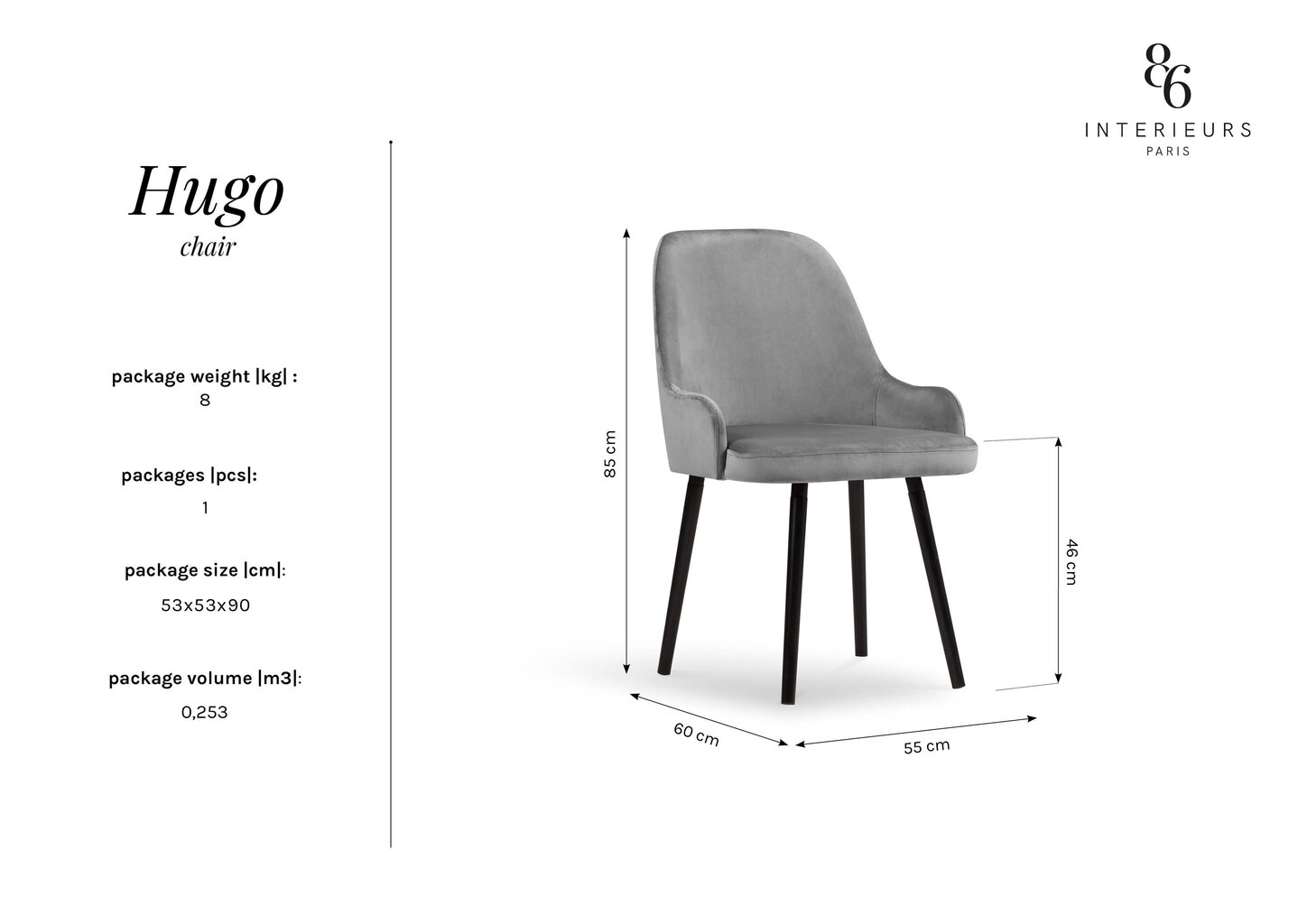 Tool Interieurs86 Hugo 85, helesinine цена и информация | Söögilaua toolid, köögitoolid | kaup24.ee
