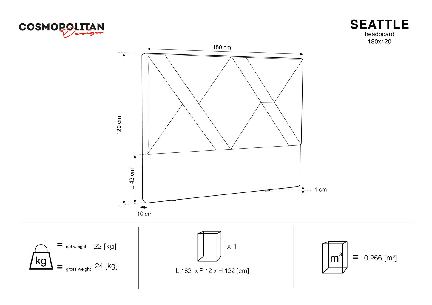 Voodipeats Cosmopolitan Design Seattle 180 cm, roheline hind ja info | Voodid | kaup24.ee