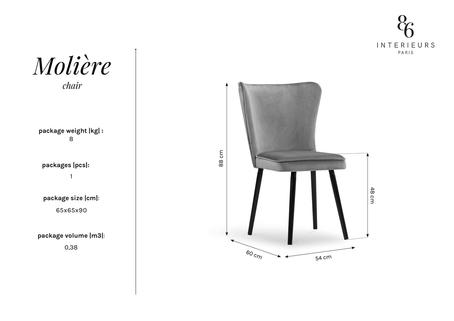 Tool Interieurs86 Moliere 88, tumeroheline hind ja info | Söögilaua toolid, köögitoolid | kaup24.ee