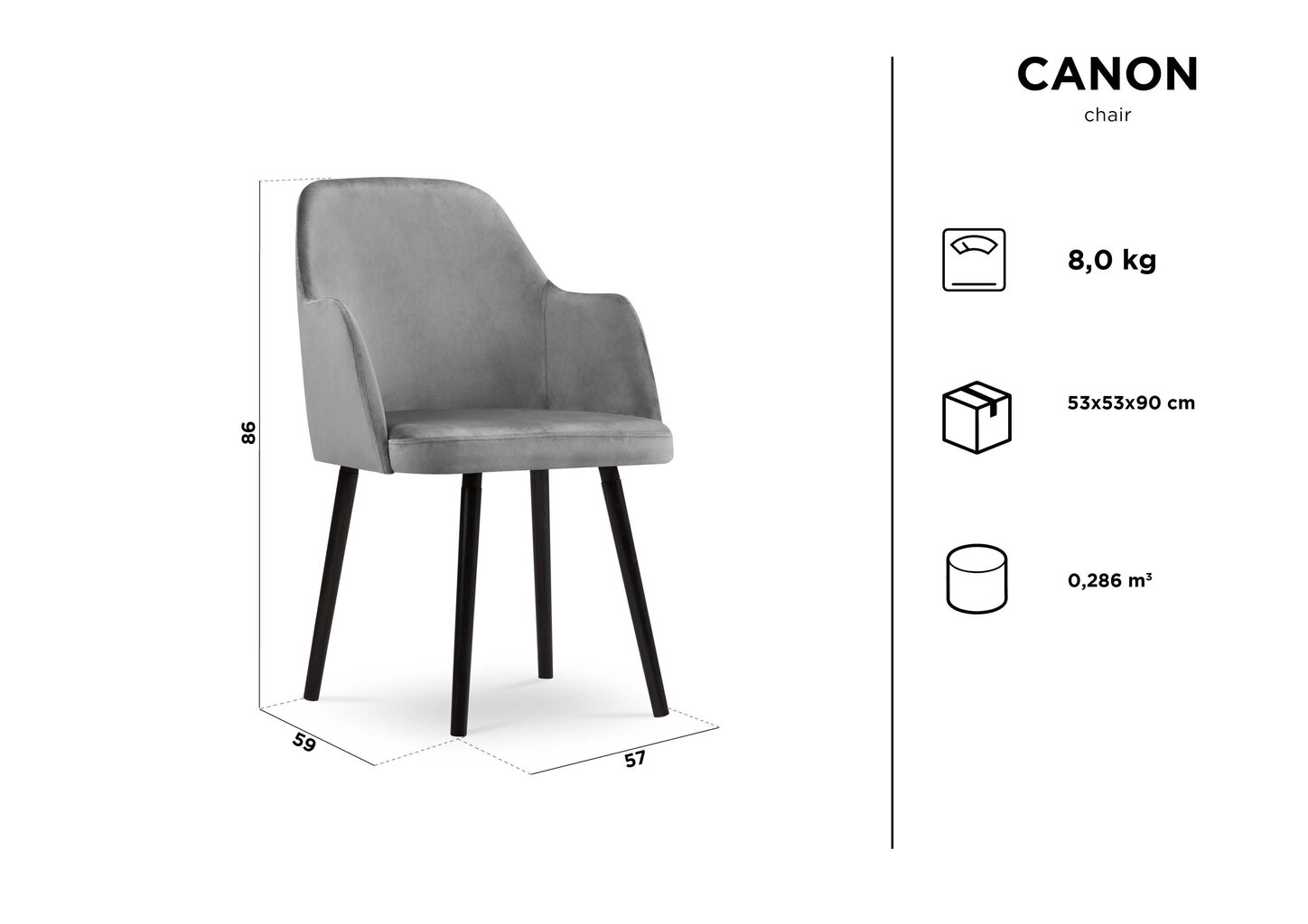 Tool Kooko Home Canon 86, helehall hind ja info | Söögilaua toolid, köögitoolid | kaup24.ee