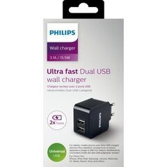 Зарядное устройство 2xUSB Philips DLP2307/12 220V 3,1A цена и информация | Philips Мобильные телефоны, Фото и Видео | kaup24.ee