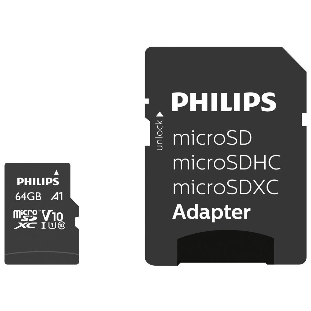 Philips MICROSDXC 64GB CLASS 10/UHS 1 + ADAPTER hind ja info | Mobiiltelefonide mälukaardid | kaup24.ee
