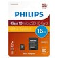 Philips MicroSDHC 16GB CLASS 10/UHS 1 + Adapter цена и информация | Mobiiltelefonide mälukaardid | kaup24.ee
