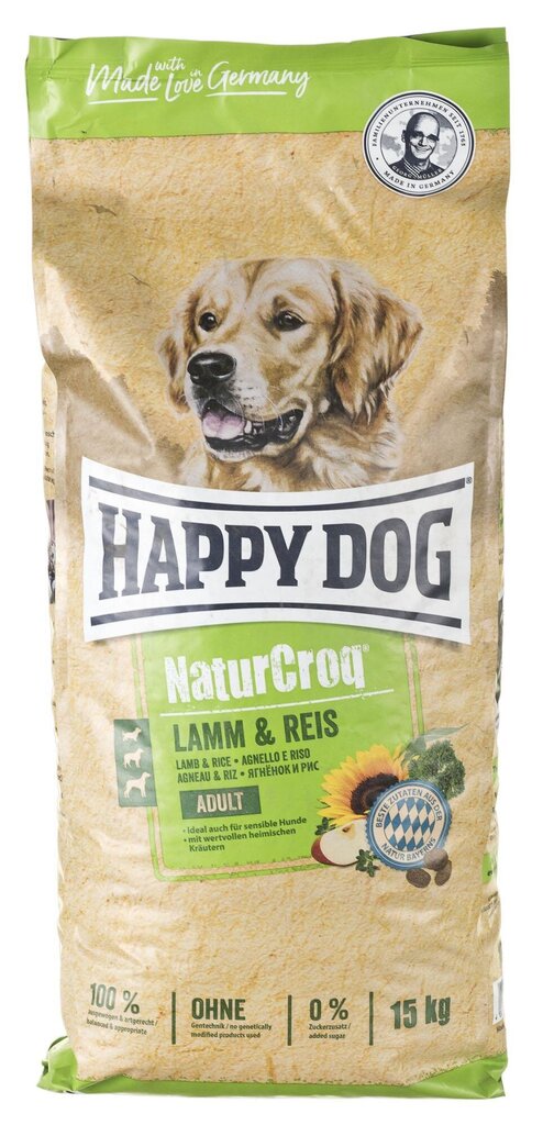 Happy Dog kuivtoit täiskasvanud koertele lambaliha ja riisiga NaturCroq Lamm&Reis 15 kg цена и информация | Kuivtoit koertele | kaup24.ee