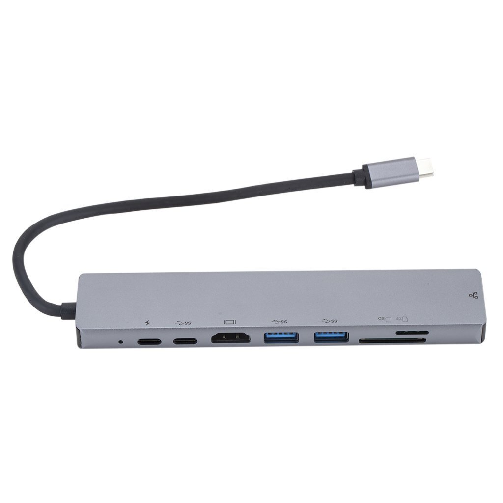 RoGer USB-C Hub 8in1 with USB C x2 / USB 3.0 x2 / RJ45 / HDMI / SD card reader / TF card reader цена и информация | USB jagajad, adapterid | kaup24.ee