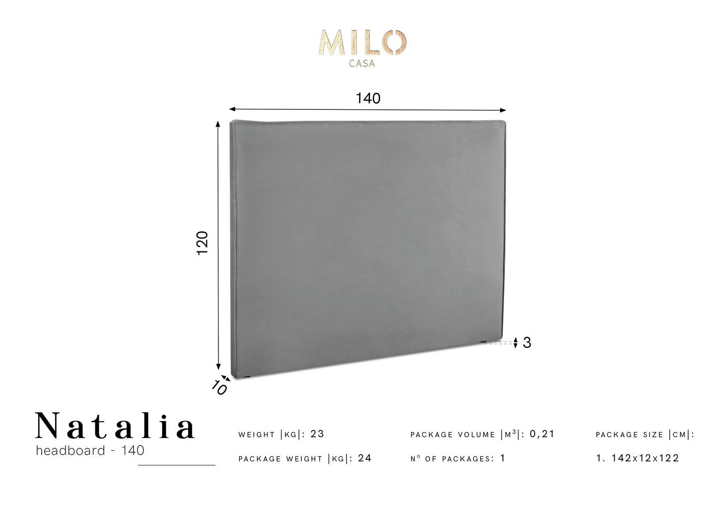 Voodipeats Milo Casa Natalia 140 cm, kollane hind ja info | Voodid | kaup24.ee