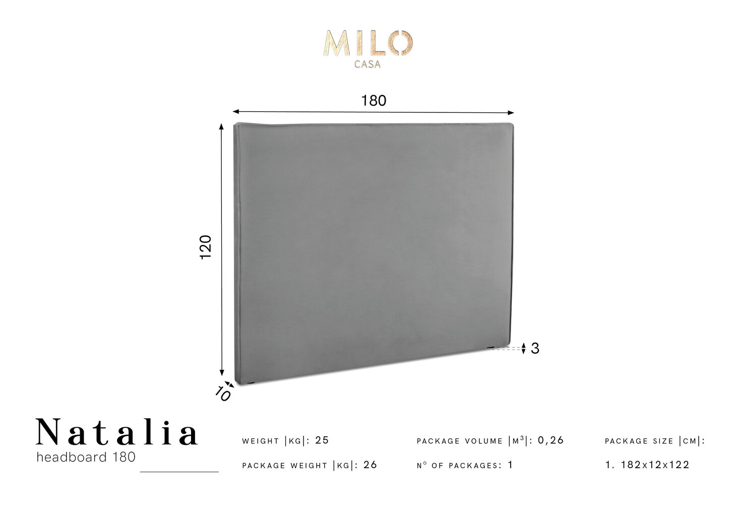 Voodipeats Milo Casa Natalia 180 cm, punane hind ja info | Voodid | kaup24.ee