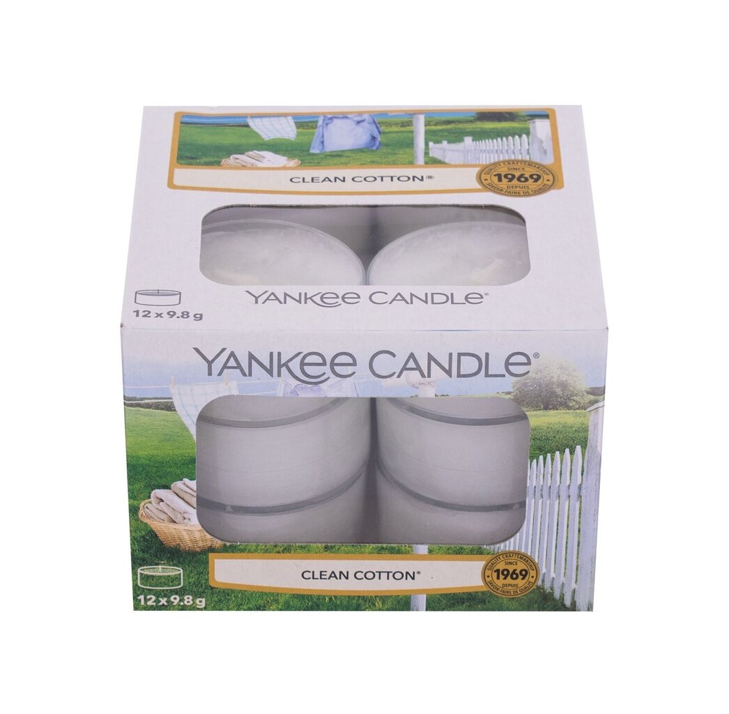 Lõhnavad teeküünlad Yankee Candle Clean Cotton 12 tk., 9.8 g цена и информация | Küünlad, küünlajalad | kaup24.ee