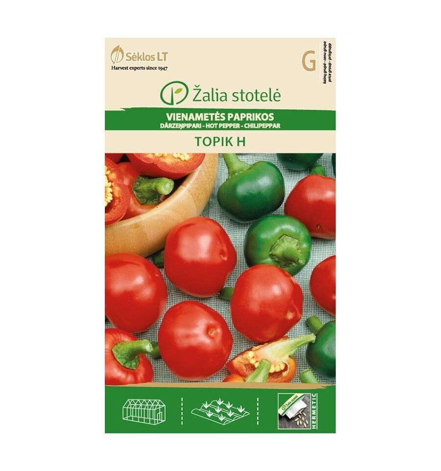 Üheaastane paprika Topik H „Žalia stotelė” 0,10 G hind ja info | Köögivilja-, marjaseemned | kaup24.ee