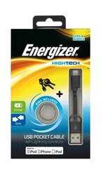 Плоский kабель ENERGIZER Pocket Lightning, 8 cm черный цена и информация | Кабели для телефонов | kaup24.ee