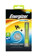 Плоский kабель ENERGIZER Pocket Micro-USB, 8 cm зеленый цена и информация | Кабели для телефонов | kaup24.ee