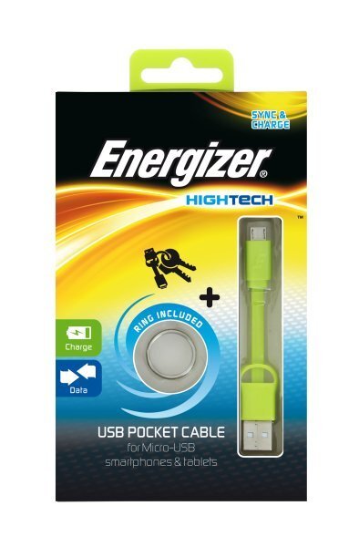 ENERGIZER Pocket MicroUSB-USB, roheline hind ja info | Mobiiltelefonide kaablid | kaup24.ee