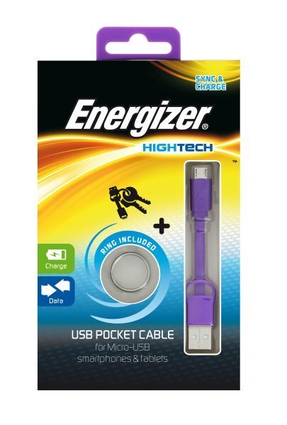 ENERGIZER Pocket MicroUSB-USB, lilla цена и информация | Mobiiltelefonide kaablid | kaup24.ee