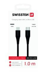 Универсальный кабель Swissten Basic Quick Charge 3.1 USB-C на Micro USB, 1 м, черный цена и информация | Borofone 43757-uniw | kaup24.ee