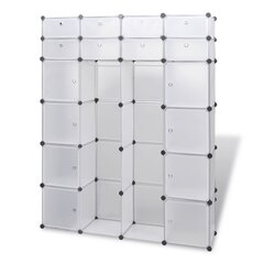 Modulaarne riidekapp, 18 sektsiooni, valge 37 x 146 x 180,5 cm, valge цена и информация | Шкафы | kaup24.ee