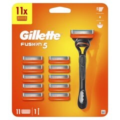 Komplekt Gillette Fusion5: raseerija + raseerimispead 11 tk цена и информация | Косметика и средства для бритья | kaup24.ee