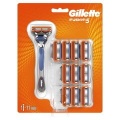 Komplekt Gillette Fusion5: raseerija + raseerimispead 11 tk цена и информация | Косметика и средства для бритья | kaup24.ee