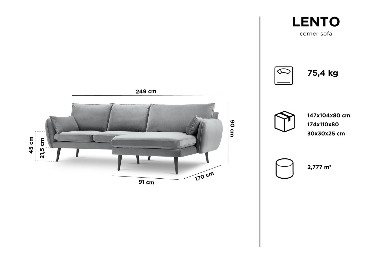 Pehme nurgadiivan Kooko Home Lento, kollane/must цена и информация | Nurgadiivanid ja nurgadiivanvoodid | kaup24.ee