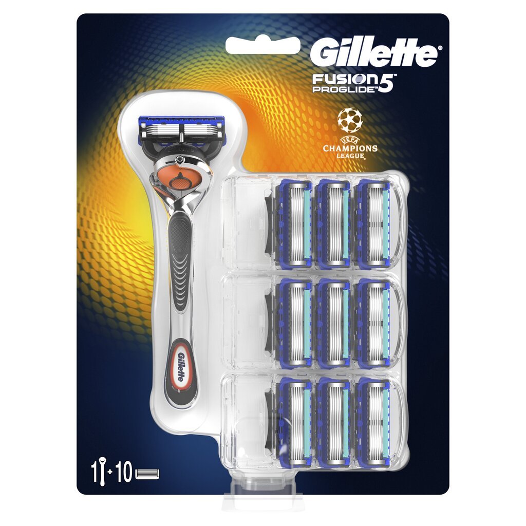 Komplekt Gillette Fusion 5 Proglide: raseerija + raseerimispead 10 tk hind ja info | Raseerimisvahendid | kaup24.ee