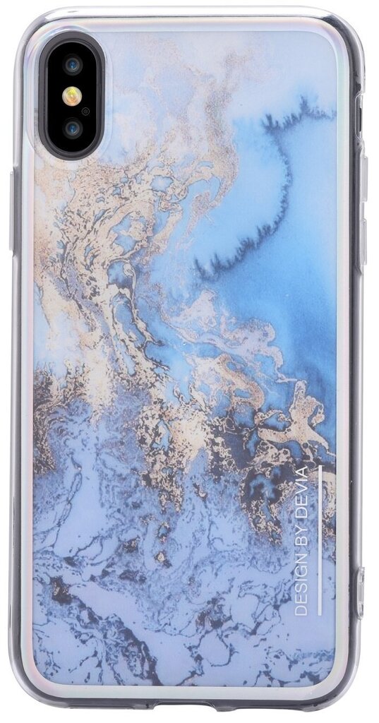 Telefoniümbris Devia Landscape Silicone Back Case For Apple iPhone X / XS Blue - Gold hind ja info | Telefoni kaaned, ümbrised | kaup24.ee
