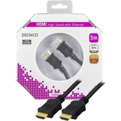 DELTACO HDMI кабель, 4K, UltraHD в 30 Гц, 5м, черный / HDMI-1050-K цена и информация | Кабели и провода | kaup24.ee