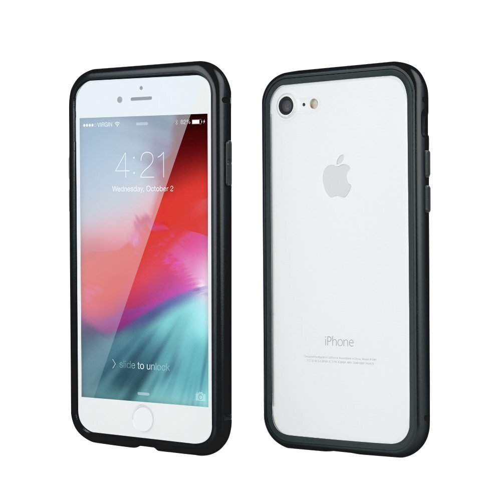 Mocco Double Side Aluminum Case 360 With Tempered Glass For Apple iPhone XS Max Transparent - Black цена и информация | Telefoni kaaned, ümbrised | kaup24.ee