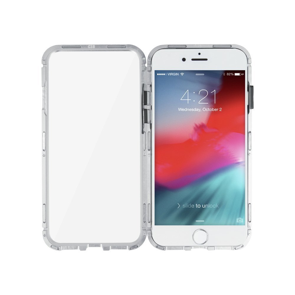 Mocco Double Side Aluminum Case 360 With Tempered Glass For Apple iPhone X / XS Transparent - Silver hind ja info | Telefoni kaaned, ümbrised | kaup24.ee