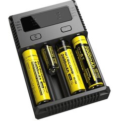 Универсальное зарядное устройство NITECORE NEW i4 для NiMH, NiCd, Li-ion, LiFePo4 аккумуляторов, черное цена и информация | Зарядные устройства для аккумуляторов | kaup24.ee