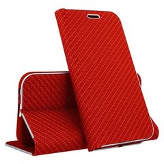 Mocco Carbon Leather Book Case For Apple iPhone X / XS Red hind ja info | Telefoni kaaned, ümbrised | kaup24.ee