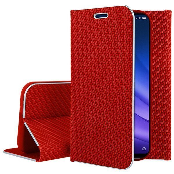 Mocco Carbon Leather Book Case For Apple iPhone X / XS Red цена и информация | Telefoni kaaned, ümbrised | kaup24.ee