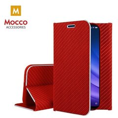 Mocco Carbon Leather Book Case For Apple iPhone X / XS Red hind ja info | Telefoni kaaned, ümbrised | kaup24.ee