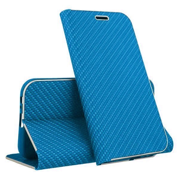 Mocco Carbon Leather Book Case For Apple iPhone X / XS Blue hind ja info | Telefoni kaaned, ümbrised | kaup24.ee