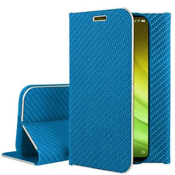 Mocco Carbon Leather Book Case For Apple iPhone X / XS Blue цена и информация | Telefoni kaaned, ümbrised | kaup24.ee